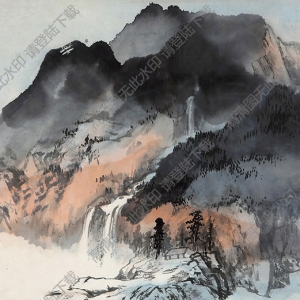 張大千國畫_潑墨山水_爰翁_大千唯印大年_高清大圖下載