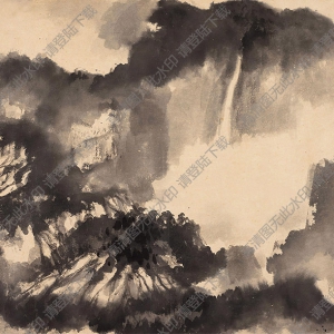 張大千國畫_潑墨山水_爰翁_鈐印_大千唯印大年_高清大圖下載