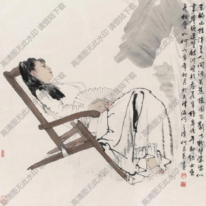 何家英國(guó)畫作品 玉鉤西桂消夏人 高清下載