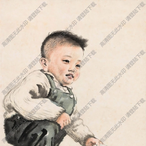 蔣兆和國(guó)畫(huà)作品 小孩與小雞 高清下載
