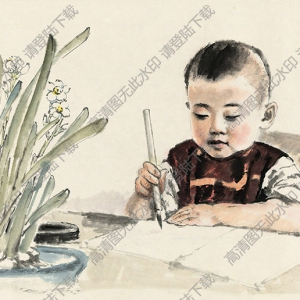 蔣兆和國(guó)畫(huà)作品 學(xué)寫(xiě)字 高清下載