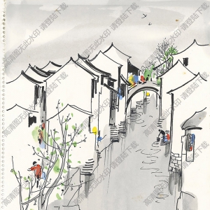 吳冠中國(guó)畫_周莊水巷_高清大圖下載