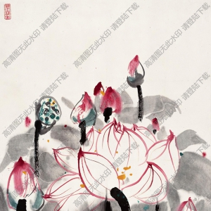 吳冠中國(guó)畫作品_荷花_高清下載