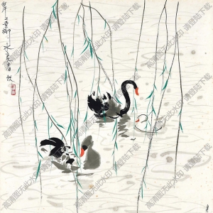 吳冠中國(guó)畫作品_黑天鵝_高清下載