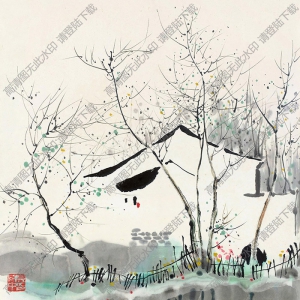 吳冠中國畫作品_江南人家2_高清下載