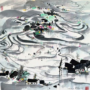 吳冠中國畫作品_江南水鄉(xiāng)2_高清下載