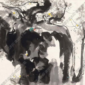 吳冠中國畫作品_孔林老樹_高清下載