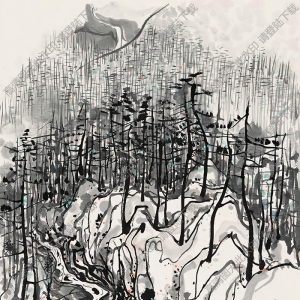 吳冠中國畫作品_林間小溪_高清下載