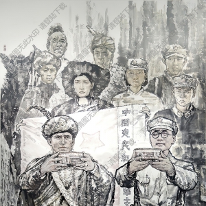 鄧光源國畫_彝海結盟_劉伯承和小葉丹_高清大圖下載