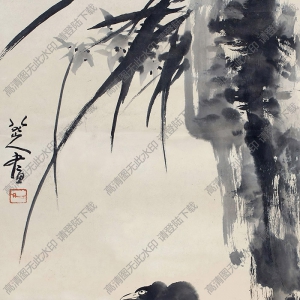 八大山人國(guó)畫(huà)_石頭花鳥(niǎo)_高清大圖下載