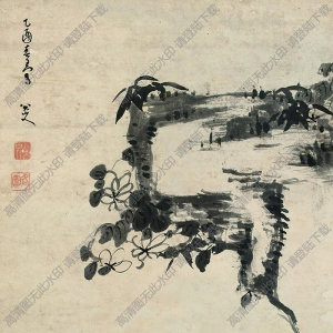 八大山人國(guó)畫(huà)_竹石鴛鴦_高清大圖下載