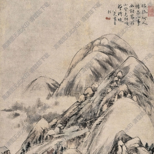 八大山人作品_羅浮山色圖_高清大圖下載