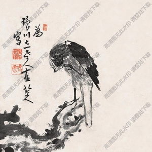八大山人國(guó)畫(huà)作品_梅花蒼鷹_高清下載