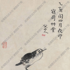 八大山人國(guó)畫(huà)作品_雀石圖_高清大圖下載
