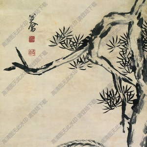 八大山人國畫作品_松鹿圖1_高清下載