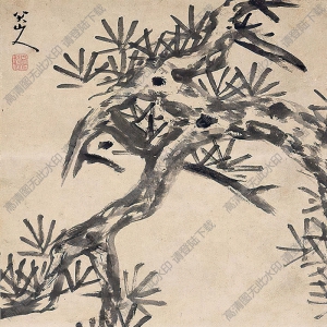 八大山人國畫作品_松鹿圖2_高清下載