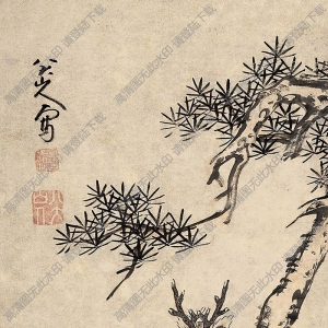 八大山人國畫作品_松鹿圖6_高清下載