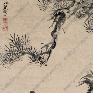 八大山人國畫作品_松鹿圖7_高清下載
