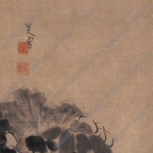 八大山人作品_荷花水鳥_高清大圖下載