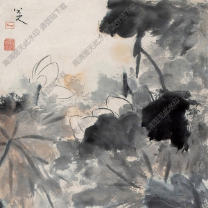 八大山人作品_荷花圖_高清大圖下載