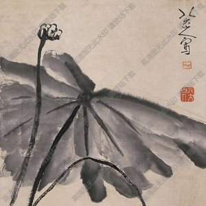 八大山人作品_荷塘雙鳥_高清大圖下載