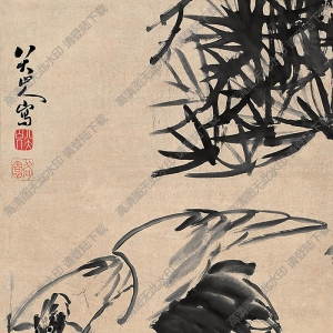 朱耷國畫作品_松鶴水仙_高清下載