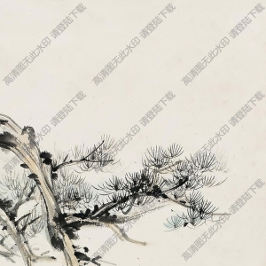 張大千作品_松下高士_丙戌秋日_大千居士爰_高清大圖下載