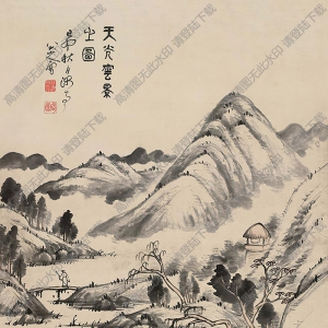 八大山人國畫_天光云景_高清大圖下載