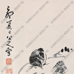 八大山人國畫_夏日小鳥_高清大圖下載