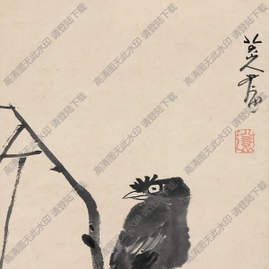八大山人國畫_枝上鸜鵒圖_高清大圖下載