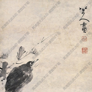 八大山人國畫作品_鳴禽_高清下載