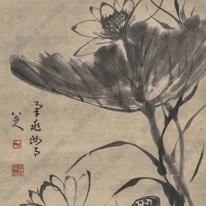 八大山人國畫作品_墨荷花_高清下載