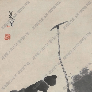 八大山人國畫作品_墨荷幽禽_高清下載