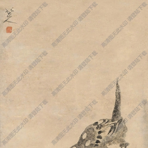 八大山人國畫作品_鳥石圖_高清下載