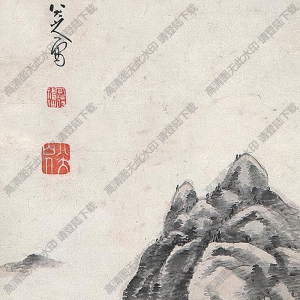 八大山人國畫作品_秋山暮靄_高清下載