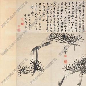八大山人國畫作品_松鹿圖_高清下載