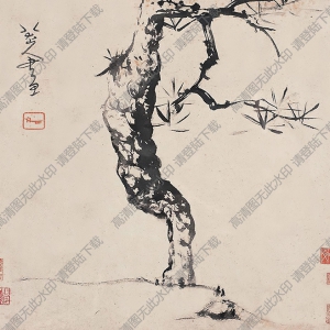 八大山人國畫作品_松樹圖_高清下載