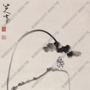 八大山人作品_荷花小鳥_高清大圖下載