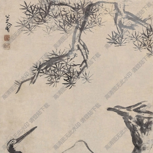 朱耷國(guó)畫(huà)作品_松鶴圖_高清下載