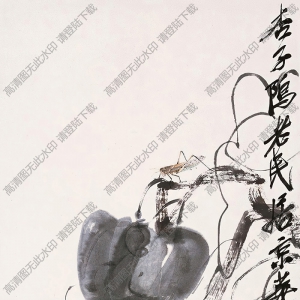 齊白石國畫_南瓜_草蟲_螞蚱_高清大圖下載