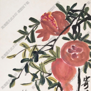 齊白石國畫作品_石榴蜻蜓_高清大圖下載