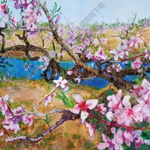 周春芽油畫(huà)作品 桃花春色 高清下載