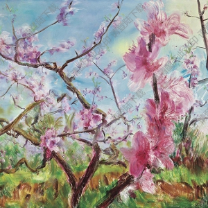 周春芽油畫(huà)作品 桃花系列 高清下載