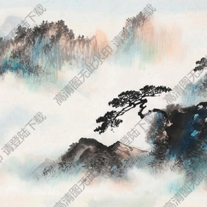 胡若思國(guó)畫 黃山松云圖3 高清大圖下載