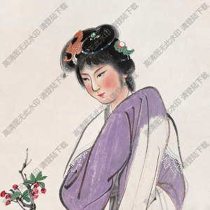 胡若思國(guó)畫作品 桃花仕女 高清下載
