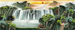 國(guó)畫名作_紅日初升、源遠(yuǎn)流長(zhǎng)_高清大圖下載