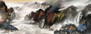 國(guó)畫_兩岸猿聲啼不住，輕舟已過萬重山_高清大圖下載