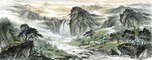 國(guó)畫名作_山明水秀_福地人家_高清大圖下載
