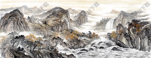 國(guó)畫名作_山水相連福運(yùn)好_基業(yè)永固財(cái)源來_高清大圖下載