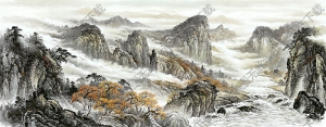 國(guó)畫名作_山水相連福地_基業(yè)永固長(zhǎng)青_高清大圖下載